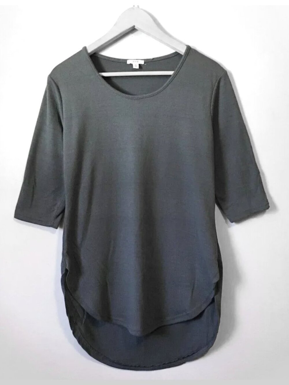Ardene Charcoal Grey Knit Curved High Low Hem Half Sleeve Sweater